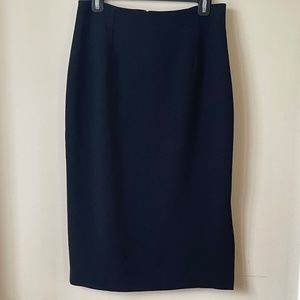 NWOT Black crepe midi pencil skirt with side slit